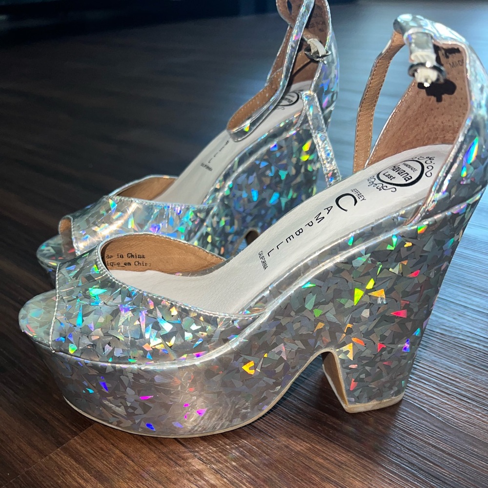 Jeffrey Campbell Brazen holographic platforms